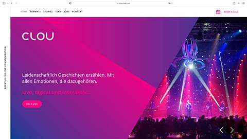 Screenshot der Website www.clou-live.com